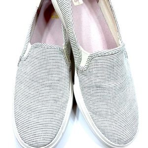 KEDS WOMENS BLACK AND WHITE PINSTRIPE SLIP ON SHOES